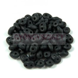   Superduo cseh préselt kétlyukú gyöngy - 2.5x5mm - matte jet