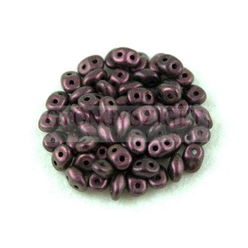 Superduo cseh préselt kétlyukú gyöngy - 2.5x5mm - Jet Polichrome Dark Amethyst