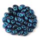 Superduo cseh préselt kétlyukú gyöngy - 2.5x5mm - Jet Polichrome Dark Capri