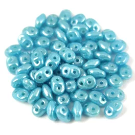   Superduo cseh préselt kétlyukú gyöngy - 2.5x5mm - Turquoise Blue Luster