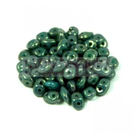   Superduo cseh préselt kétlyukú gyöngy - 2.5x5mm -  turquoise green red terracotta