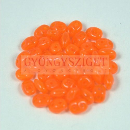 Superduo cseh préselt kétlyukú gyöngy - 2.5x5mm - opal orange