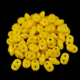   Superduo cseh préselt kétlyukú gyöngy - 2.5x5mm - Opaque Yellow