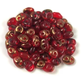   Superduo cseh préselt kétlyukú gyöngy - 2.5x5mm - Red Bronz