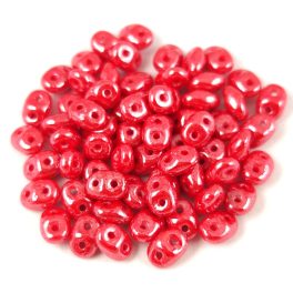   Superduo cseh préselt kétlyukú gyöngy - 2.5x5mm - Dark Coral Luster
