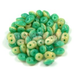Superduo Duet Bead - Green Turquoise/Ivory - 2.5x5mm