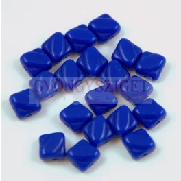 Silky Czech  2 Hole Glass Bead - Opaque Sapphire - 6x6mm