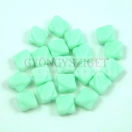 Silky Czech  2 Hole Glass Bead - Opaque Mint - 6x6mm