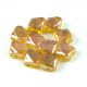 Silky Czech  2 Hole Glass Bead - amber rainbow luster - 6x6mm