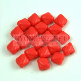 Silky Czech  2 Hole Glass Bead - Opaque Red - 5x5mm