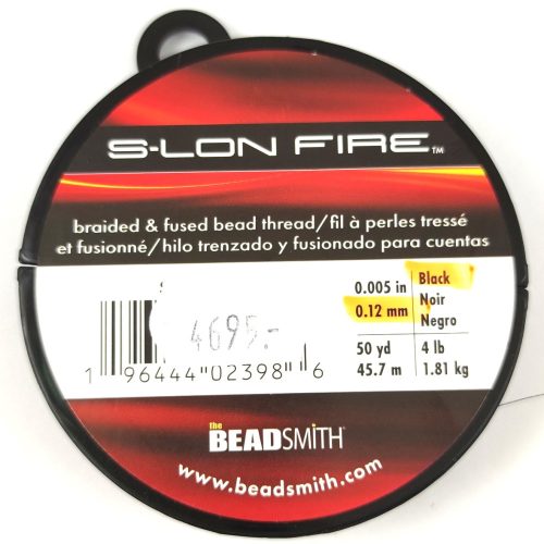 S-Lon Fire - Black - beading thread - 0.12mm (0.005 inch)