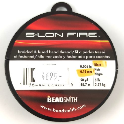 S-Lon Fire - black - gyöngyfűző szál - 0.15mm (0.006 inch)