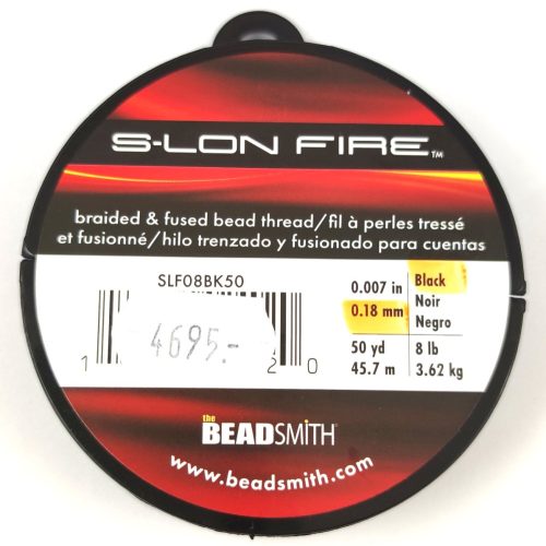 S-Lon Fire - black - gyöngyfűző szál - 0.18mm (0.007 inch)