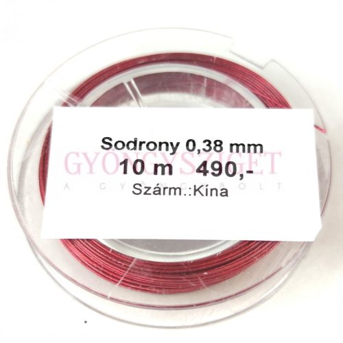 Sodrony - vörös - 0.38mm - 10m