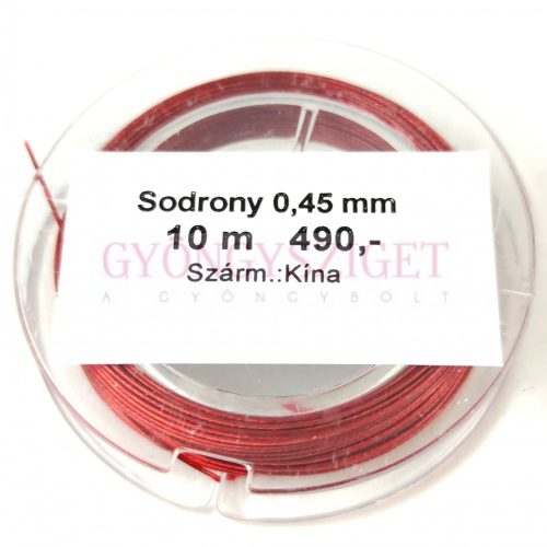Sodrony - vörös - 0.45mm - 10m