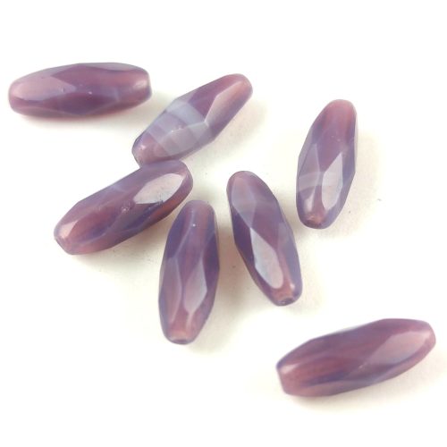 Spagetti - cseh csiszolt üveg gyöngy - Dark Opal Purple - 15x6mm