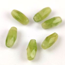   Spagetti - cseh csiszolt üveg gyöngy - Beige Green Blend - 11x5mm