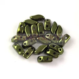   StormDuo - cseh préselt kétlyukú gyöngy - Jet Metallic Green - 3x7mm
