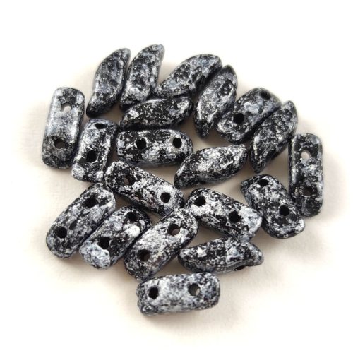 StormDuo - cseh préselt kétlyukú gyöngy - Jet Grey Tweedy - 3x7mm