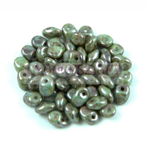 SuperUno gyöngy - 2.5x5mm - Green Brown Marble