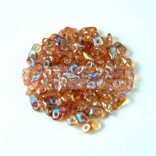 Super8® cseh kétlyukú gyöngy - 2.2x4.7mm - Crystal Orange Rainbow