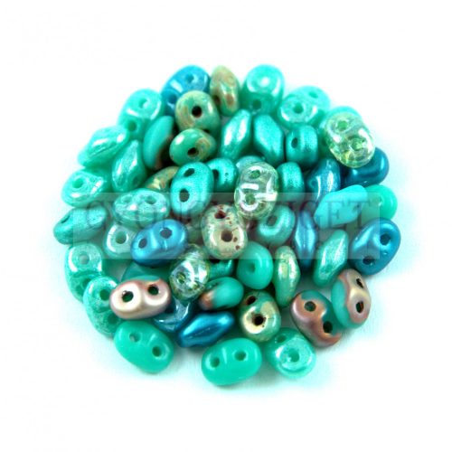 Czech Superduo bead mix - Turquoise Green - 10g