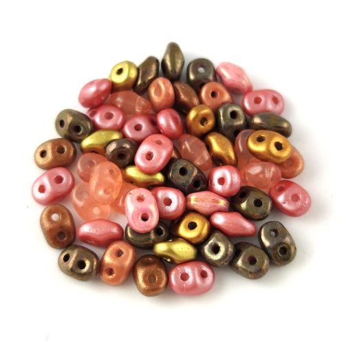 Cseh Superduo gyöngy mix - Pink Bronze - 10g