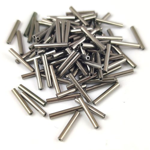 Bugle beads - 12mm - Chrome