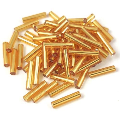 Bugle beads - 20mm - Silver Lined Gold