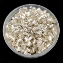 Szalma gyöngy - 2-3mm - Ezüst közepű kristály