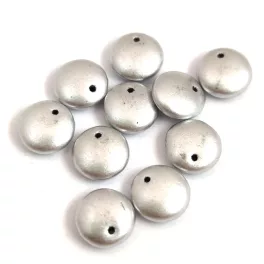   Lentil with Asymetrical Hole - Czech Glass Bead - Aluminium - 9mm