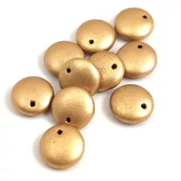   Lentil with Asymetrical Hole - Czech Glass Bead - Aztec Gold - 9mm