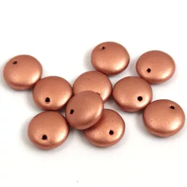   Lentil with Asymetrical Hole - Czech Glass Bead - Matt Copper - 9mm