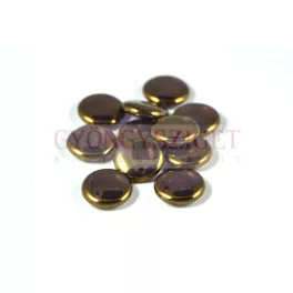   Lentil with Asymetrical Hole - Czech Glass Bead - crystal lilac bronze luster - 12mm