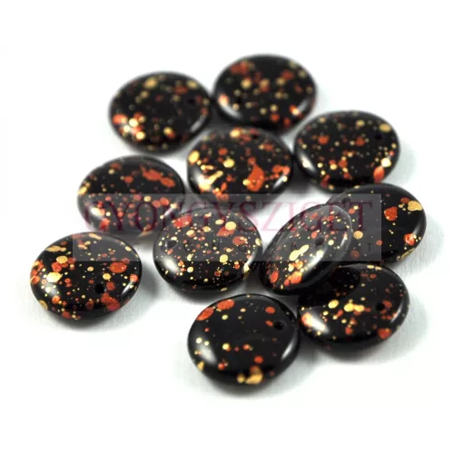 Lentil with Asymetrical Hole - Czech Glass Bead - turquoise blue picasso - 12mm