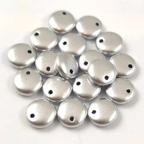 Lentil with Asymetrical Hole - Czech Glass Bead - Aluminium - 6mm