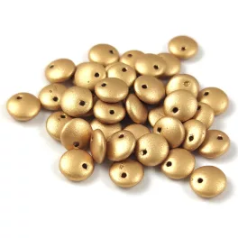   Lentil with Asymetrical Hole - Czech Glass Bead - Aztec Gold - 6mm