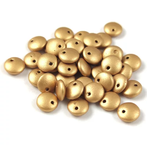 Lentil with Asymetrical Hole - Czech Glass Bead - Aztec Gold - 6mm