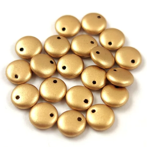 Lentil with Asymetrical Hole - Czech Glass Bead - Aztec Gold - 6mm