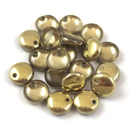   Lentil with Asymetrical Hole - Czech Glass Bead - Crystal Full Amber - 6mm