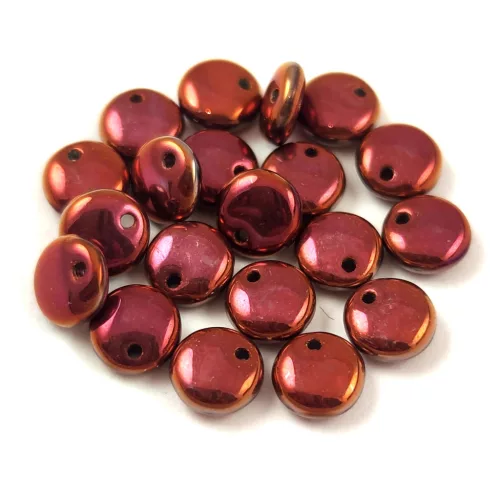 Lentil with Asymetrical Hole - Czech Glass Bead - Crystal Full Capri Gold - 6mm