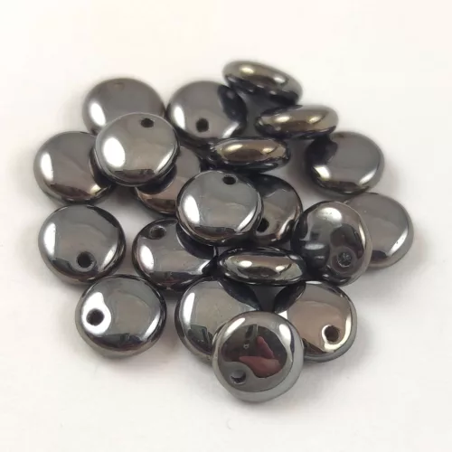 Lentil with Asymetrical Hole - Czech Glass Bead - Crystal Full Chrome - 6mm
