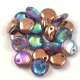 Lentil with Asymetrical Hole - Czech Glass Bead - Crystal Copper Rainbow - 6mm