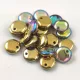 Lentil with Asymetrical Hole - Czech Glass Bead - Crystal Golden Rainbow - 6mm