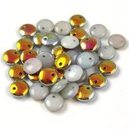   Lentil with Asymetrical Hole - Czech Glass Bead - Crystal Marea - 6mm