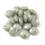 Lentil with Asymetrical Hole - Czech Glass Bead - Chalk White Green Luster - 6mm