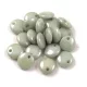 Lentil with Asymetrical Hole - Czech Glass Bead - Chalk White Green Luster - 6mm