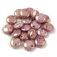 Lentil with Asymetrical Hole - Czech Glass Bead - Chalk White  Purple Marble Luster - 6mm