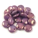 Lentil with Asymetrical Hole - Czech Glass Bead - Chalk White Lilac Vega Luster - 6mm