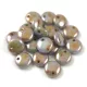 Lentil with Asymetrical Hole - Czech Glass Bead - Chalk White  Green Brown Luster - 6mm